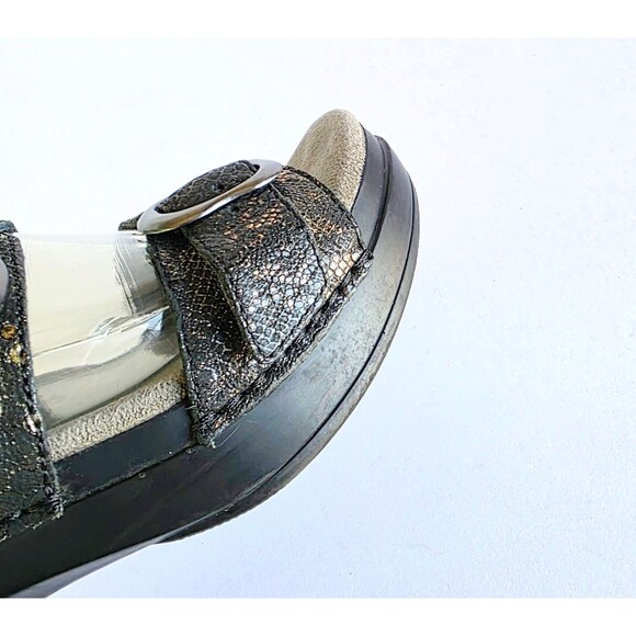 DANSKO Sophie Sandals Metallic Python Leather Sz 37 6.5 7 Black Sparkly Comfort - Picture 12 of 14